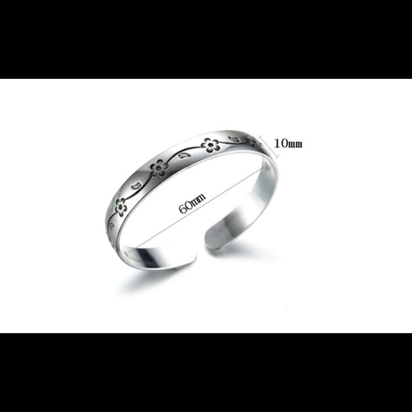 .925‎ Sterling Silver Plum Retro Thai Adjustable Cuff Bracelet - Picture 6 of 6